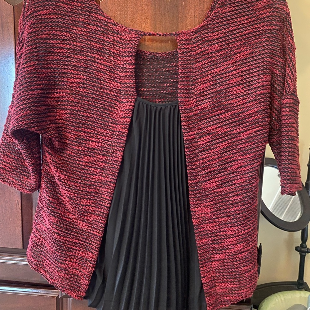 HeartSoul Red and Black Open-Front Cardigan